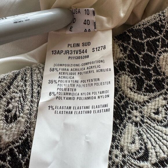 Plein Sud Brocade Mini Dress NWT FR42 US10 Black Gray White Made in Italy - Picture 13 of 13